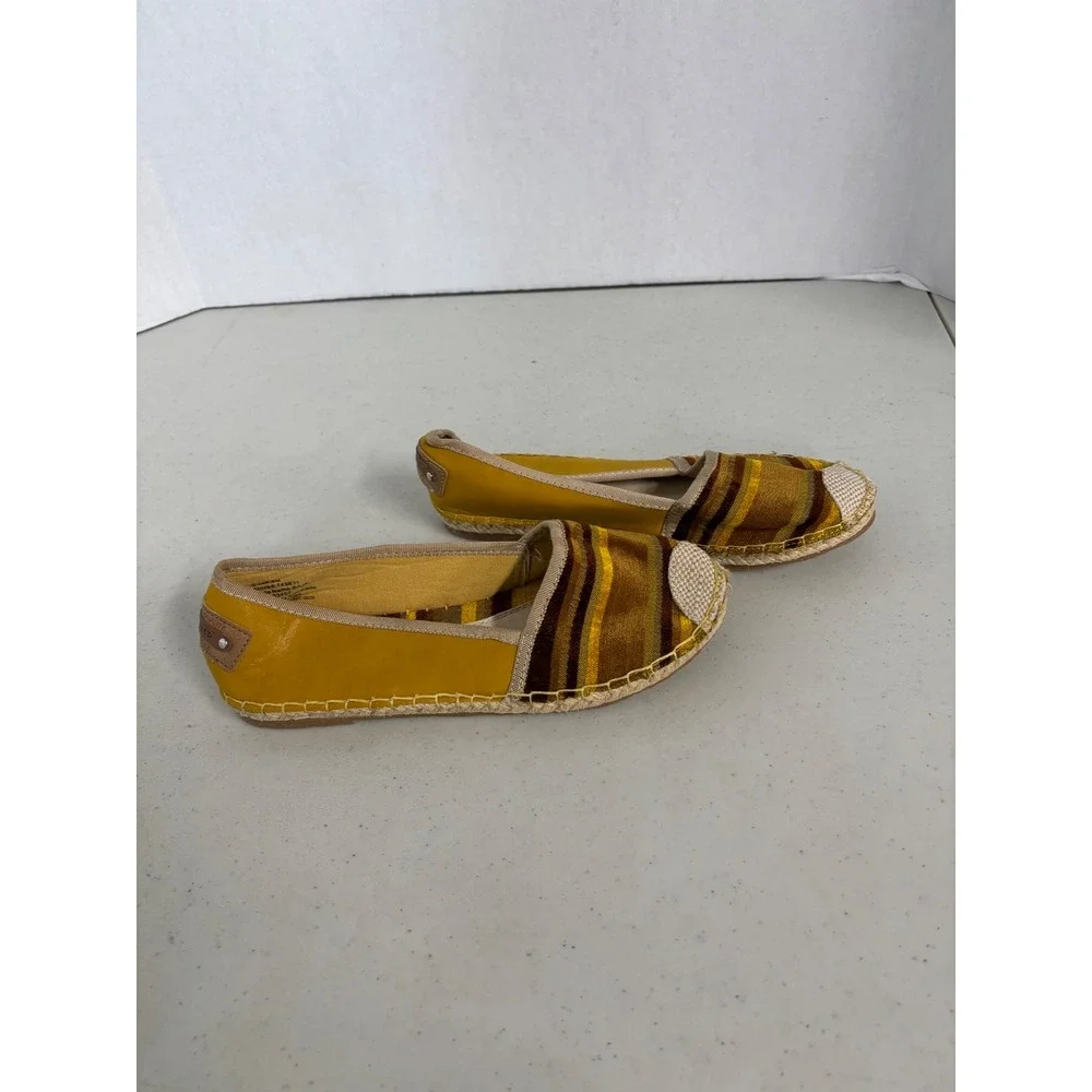 I.D. Required Womens Yellow Striped Espadrille Flats Shoes Star Sole Size 8M‎